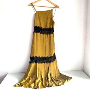 Zara Mustard and Black Midi Dress